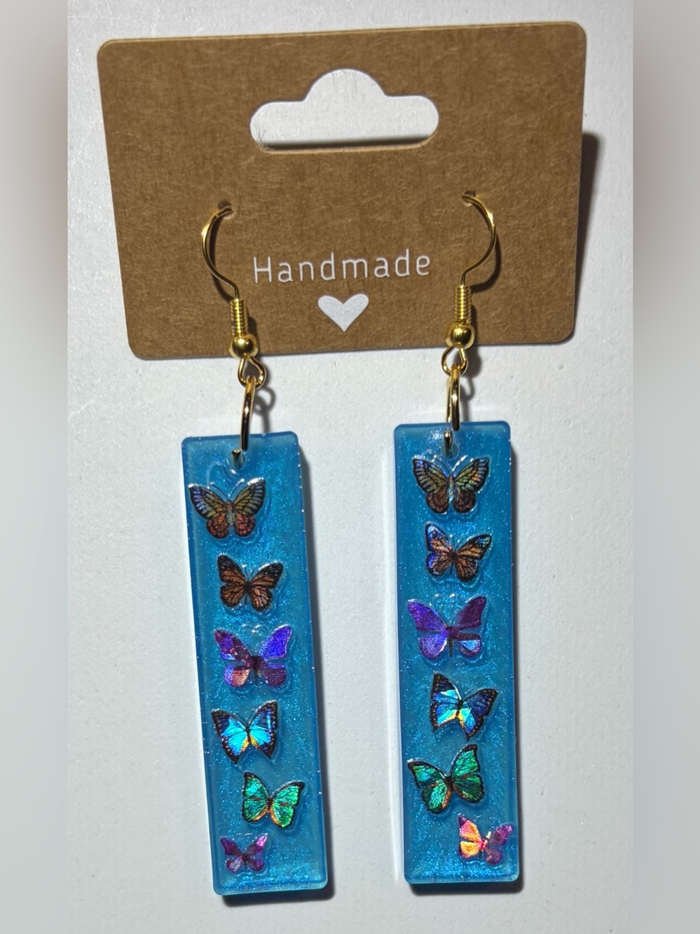 Blue Butterfly Resin Drop Earrings